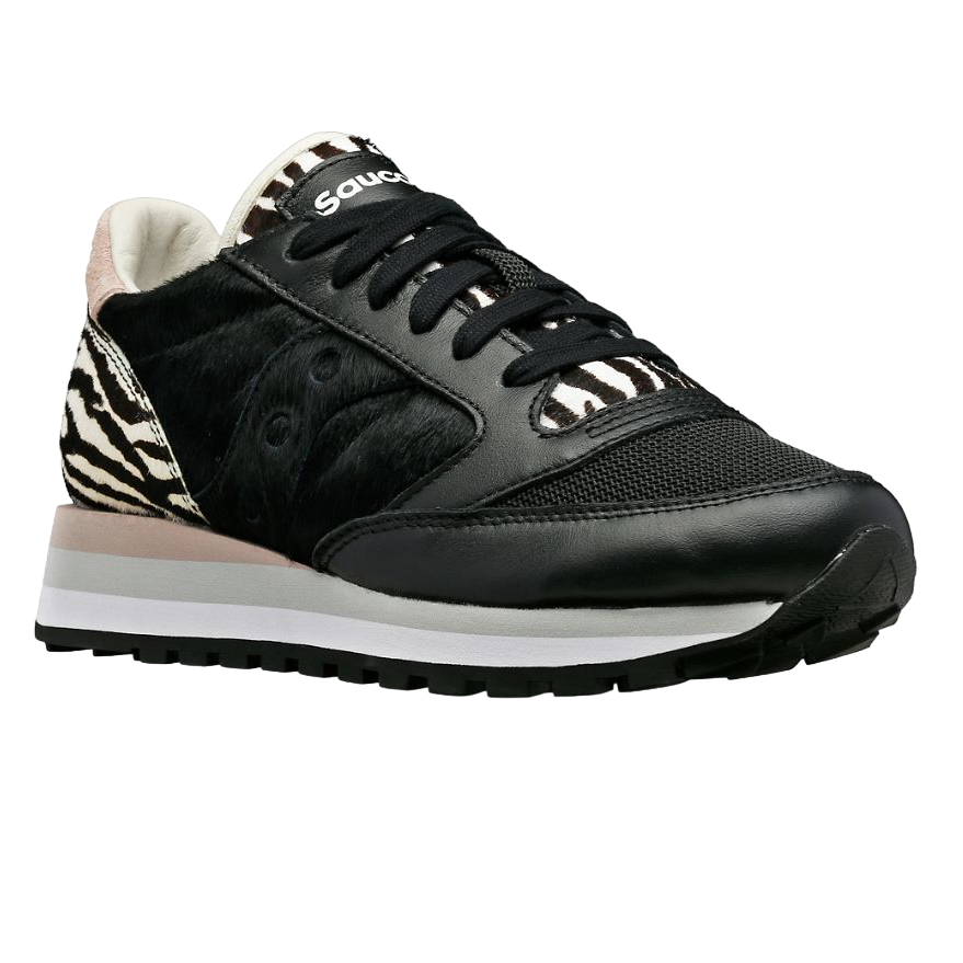 Saucony scarpa sneakers da donna con rialzo Jazz Triple S60727-1 nero-zebra