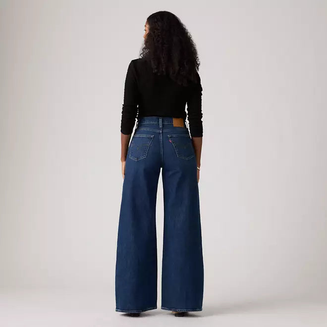 Levi's pantalone jeans da donna 728 a vita alta con gamba ampia blu