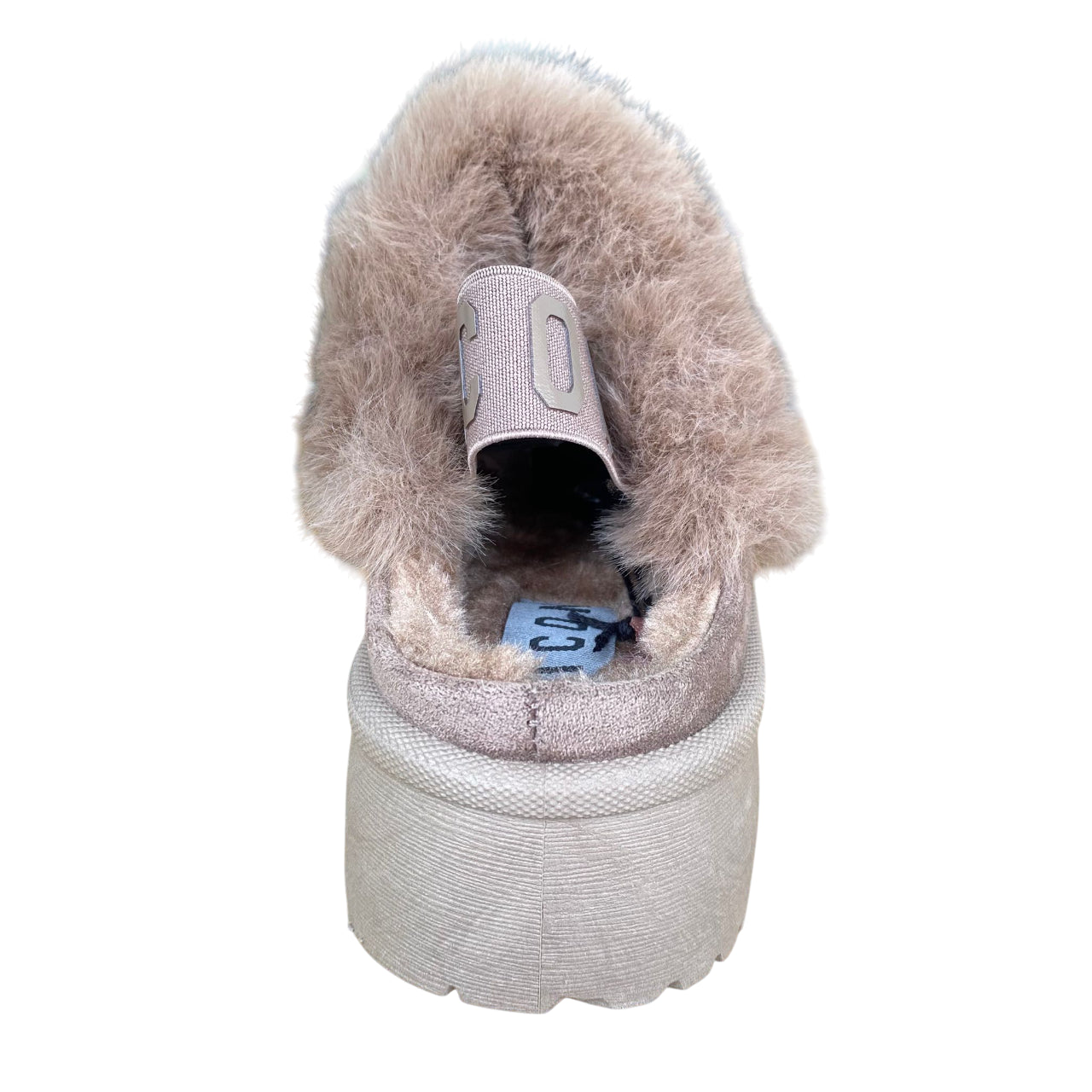 Sabot Icon donna IC04679SD tortora, platform 4cm, nabuk e logo brillantinato. Comfort, stile. - retro