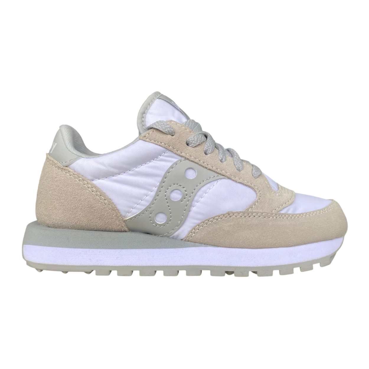 Saucony Jazz S2044 396 sneakers unisex bianco-grigio con tomaia in nylon/camoscio e intersuola in Eva