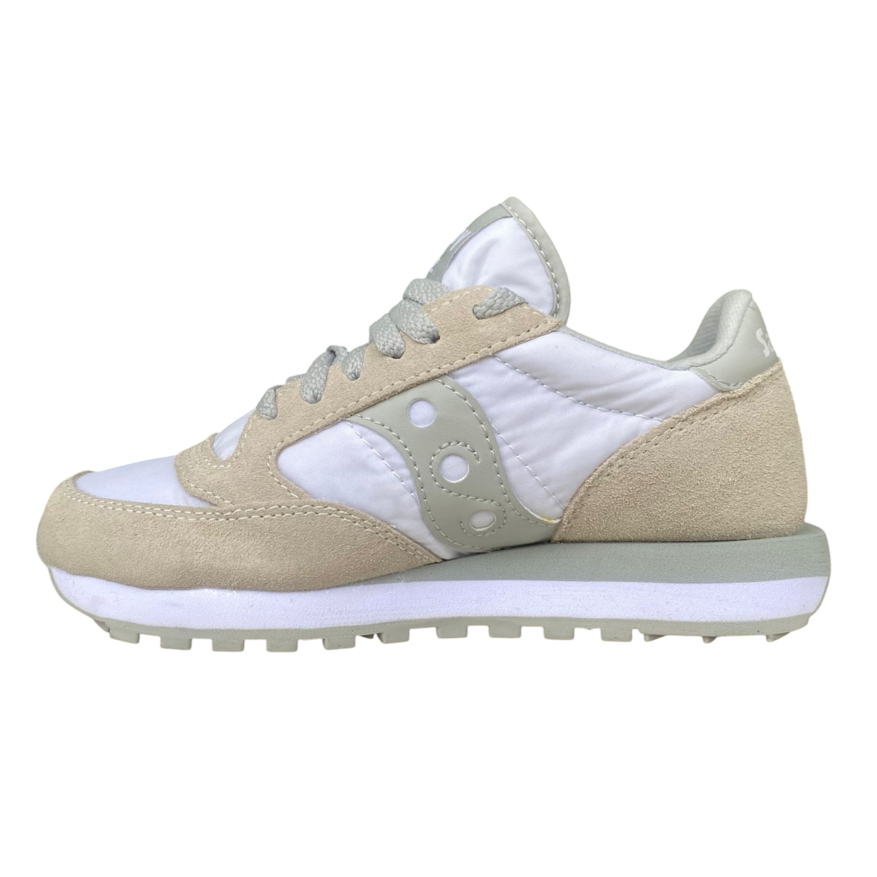 Saucony Jazz S2044 396 sneakers unisex bianco-grigio con tomaia in nylon/camoscio e intersuola in Eva