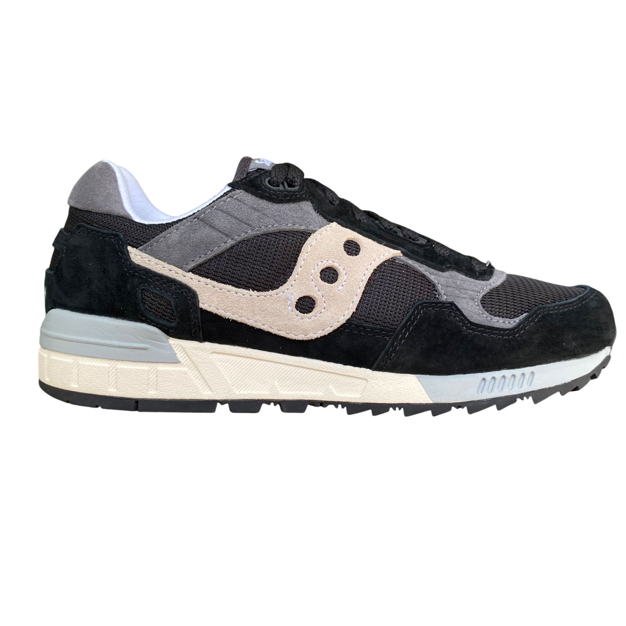 Sneakers Saucony Originals Shadow 5000 nere da uomo, design retro running con tomaia in suede e mesh, logo Saucony laterale e suola ammortizzata - esterna