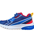 Scarpa Geox Junior Ciberdron Superman blu-rosso con tecnologia traspirante, design supereroe e chiusura lacci elastici + velcro, vista laterale interno