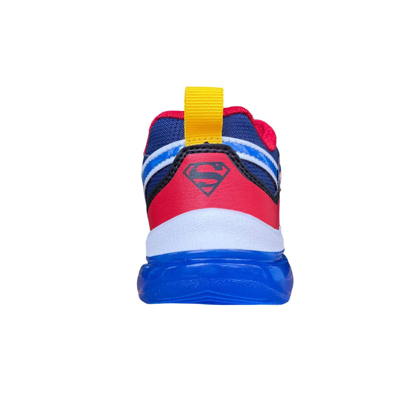 Scarpa Geox Junior Ciberdron Superman blu-rosso con tecnologia traspirante, design supereroe e chiusura lacci elastici + velcro, vista posteriore