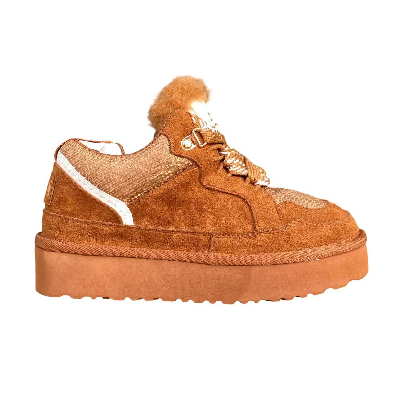 Scarpa Icon donna IC05330SD biscotto, eco-pelle e pelliccia interna. Sneakers calde, fondo antiscivolo