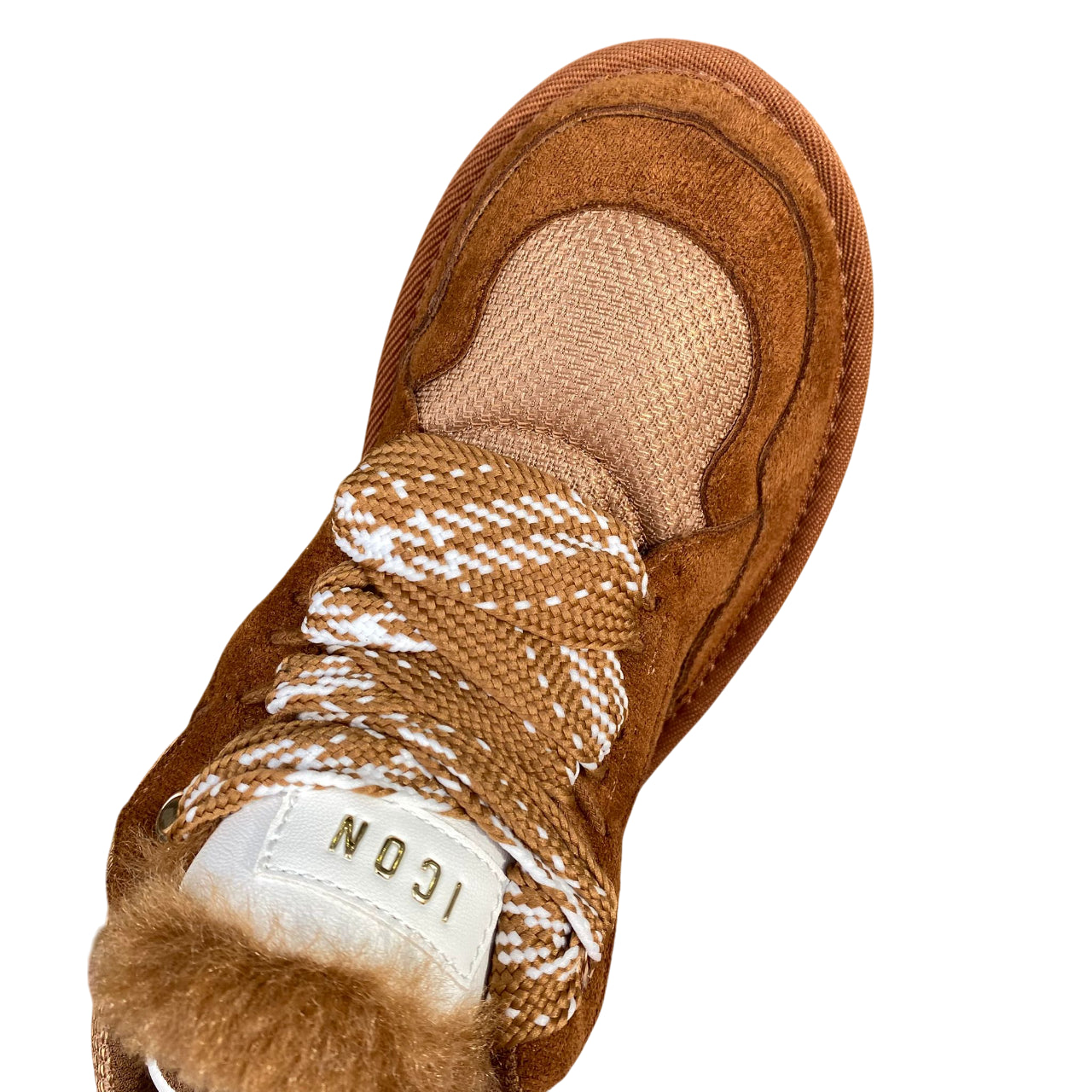 Scarpa Icon donna IC05330SD biscotto, eco-pelle e pelliccia interna. Sneakers calde, fondo antiscivolo - tomaia