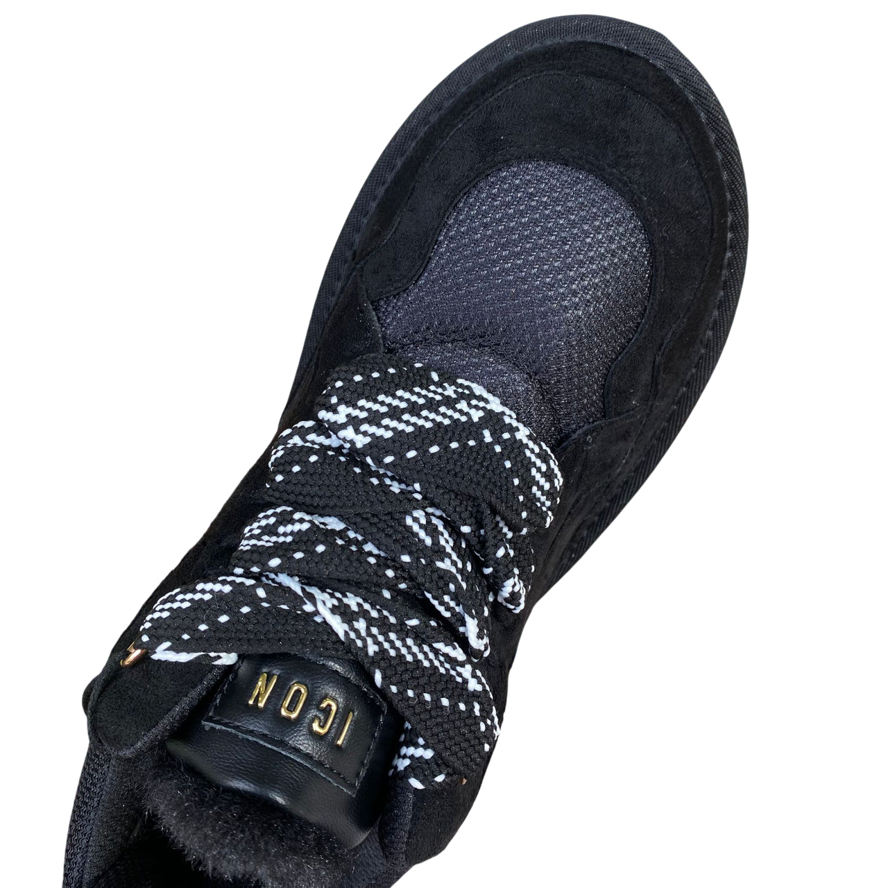 Scarpa Icon donna IC05330SD nero, eco-pelle e pelliccia interna. Sneakers calde, fondo antiscivolo - tomaia