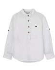 Boboli camicia da bambino e ragazzo a manica lunga e collo alla coreana 736152-1100 bianca