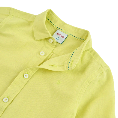 Boboli camicia bambino e ragazzo in lino a manica lunga 736039-1179 lemon