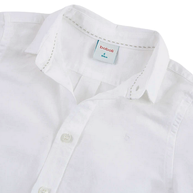 Boboli camicia a manica lunga in lino da bambino e ragazzo 736039-1100 bianca