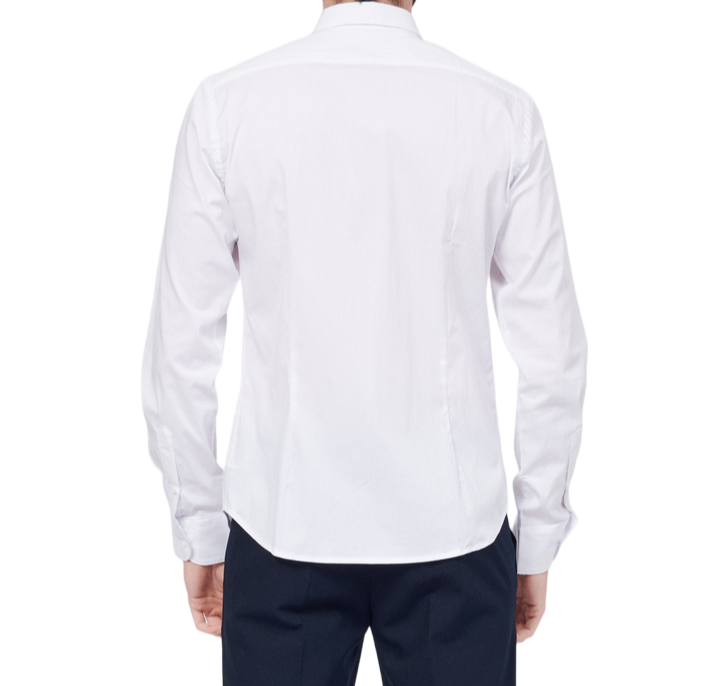 Yes Zee Camicia da uomo manica lunga con collo piccolo alla francese C505-U600-0101 bianco