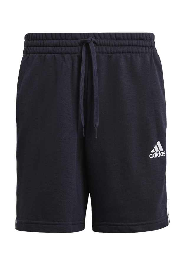 Adidas pantaloncino sportivo in cotone garzato 3-strisce Essentials French Terry IC9436 legend ink