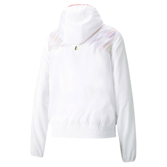 Puma giacca sportiva antivento da donna con cappuccio Jacket Run Graphic 520836 02 bianco