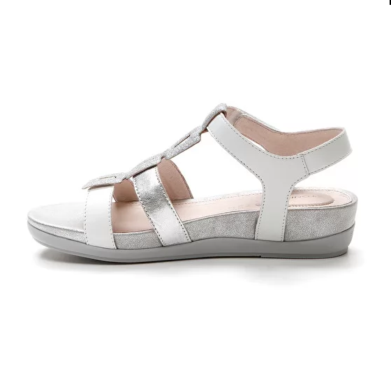Stonefly sandalo casual confortevole da donna con tacco 4cm eve24 nappa 219150 150  bianco argento