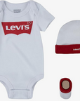 Levi's Kids completo da neonato classico con logo confezione da 3 pezzi LL0019 001 bianco-rosso