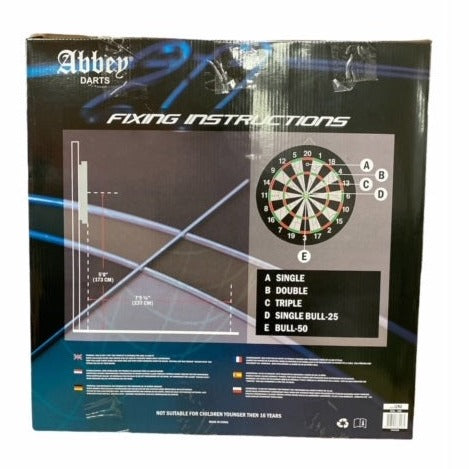 Abbey Set Bersaglio bifacciale a muro Darts Flock II 52AL con 6 freccette, superficie in flock anti-rimbalzo e design bifacciale per doppio divertimento