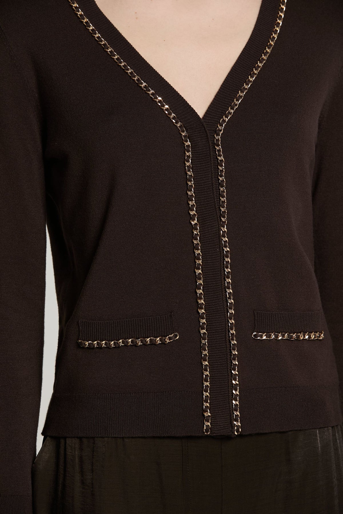 Relish Cardigan CHAINSY manica 7/8 con patte più profili catena RDA2602054003 cioccolato
