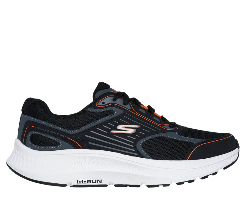 Profilo esterno Skechers GO RUN Consistent 2.0 nero con logo GO RUN e design tecnico per running