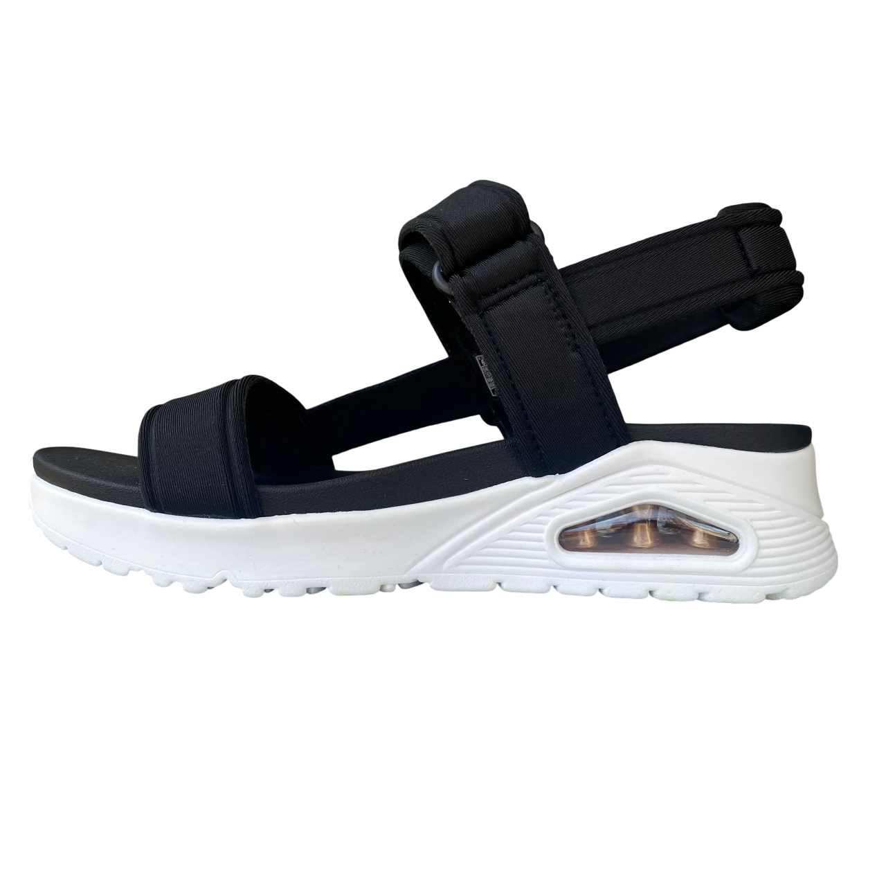 Sandali Skechers Uno Summer Stand2 neri donna 119813 vegan con suola ammortizzata e design estivo elegante vista laterale interna