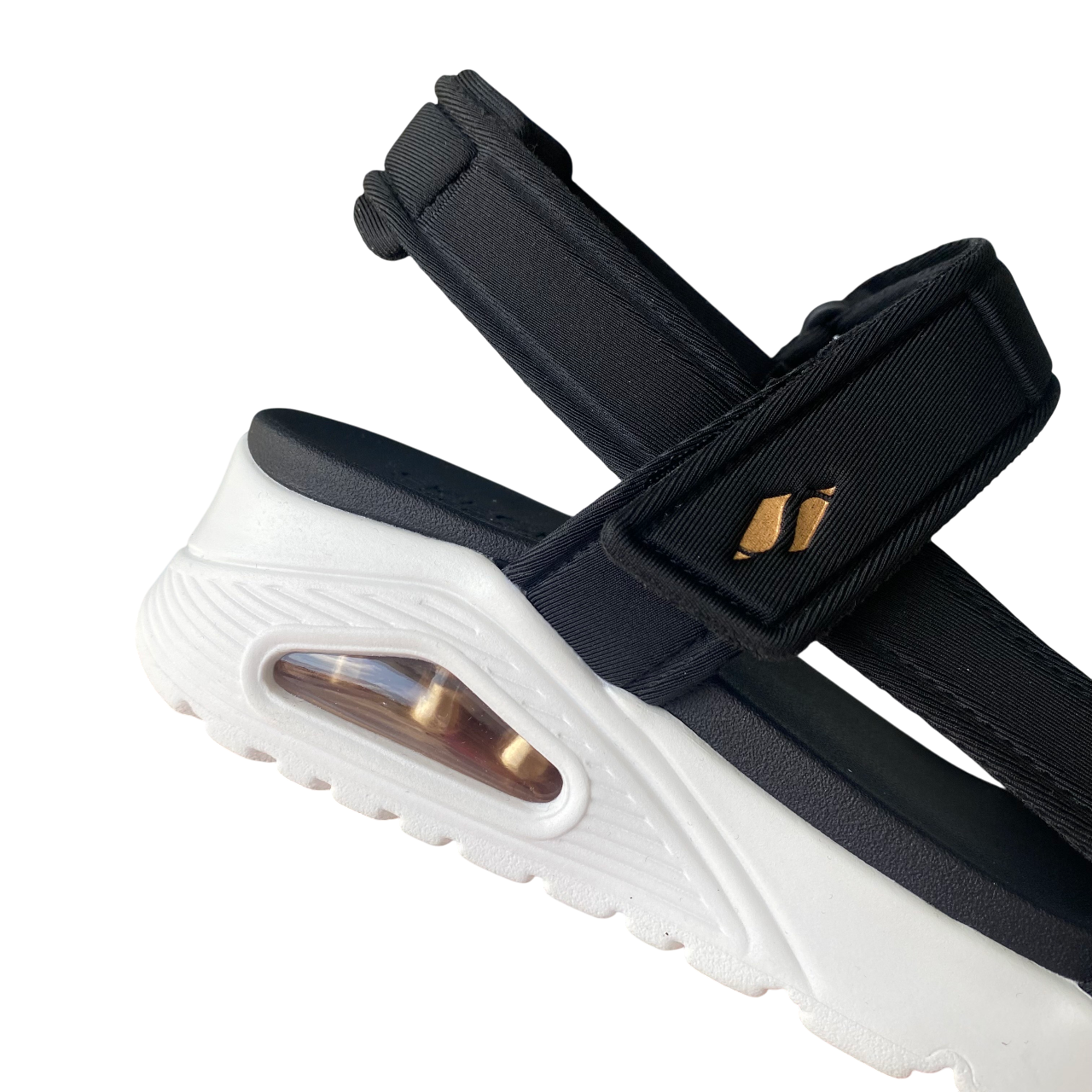 Sandali Skechers Uno Summer Stand2 neri donna 119813 vegan con suola ammortizzata e design estivo elegante dettaglio tacco