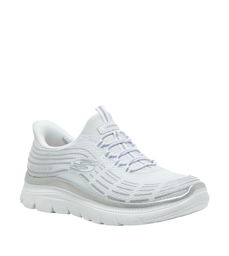 Profilo esterno Skechers Summit Plus WSL con logo Skechers e design bianco elegante per donna