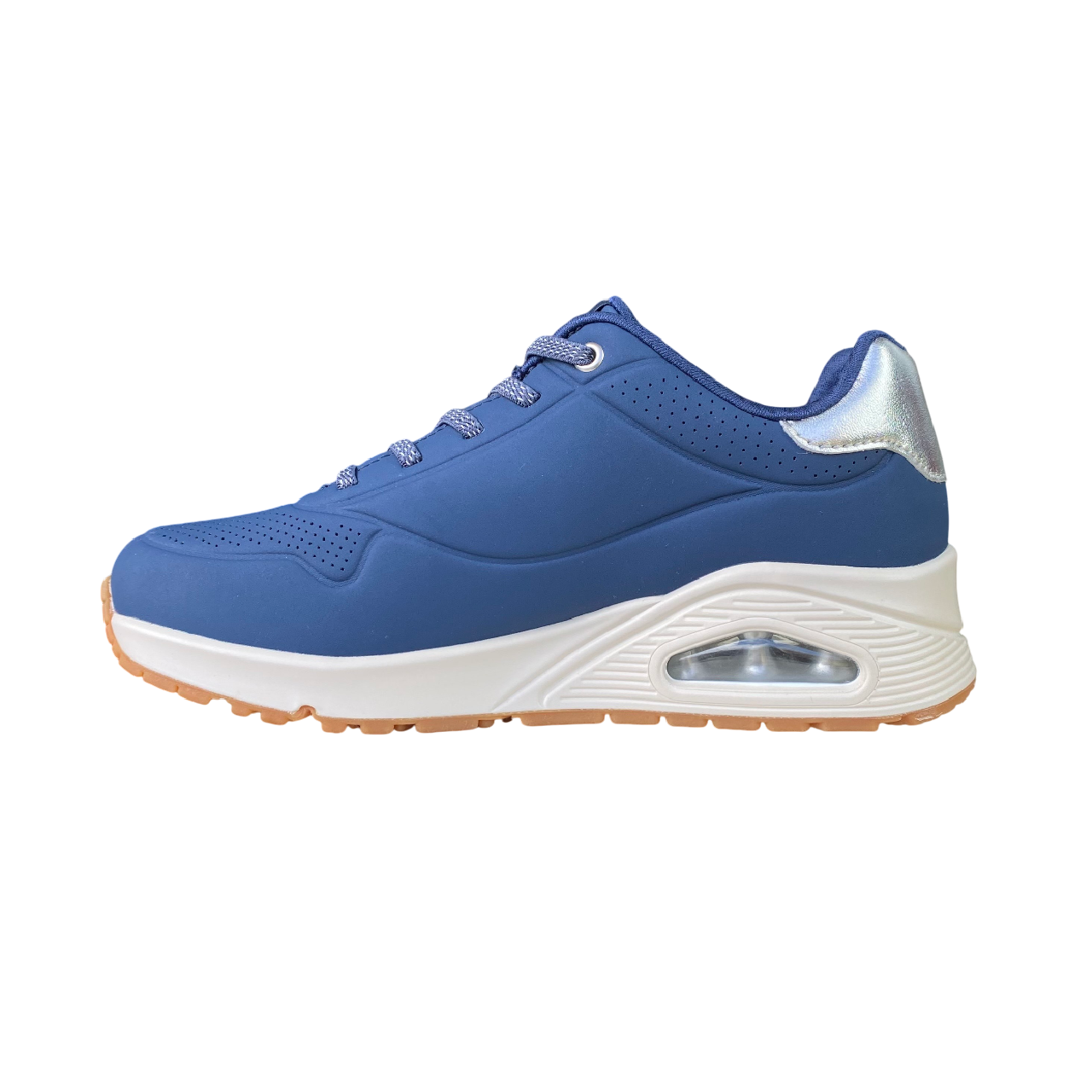 Skechers scarpa sneakers da donna Uno Shimmer Away 155196/NVS blu-argento