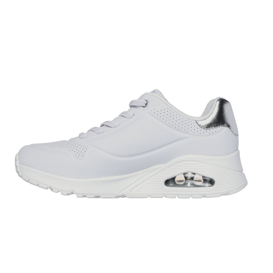 Skechers scarpa sneakers da donna Uno Shimmer Away 155196/WSL bianco-argento 1