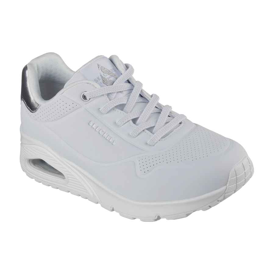 Skechers scarpa sneakers da donna Uno Shimmer Away 155196/WSL bianco-argento 2