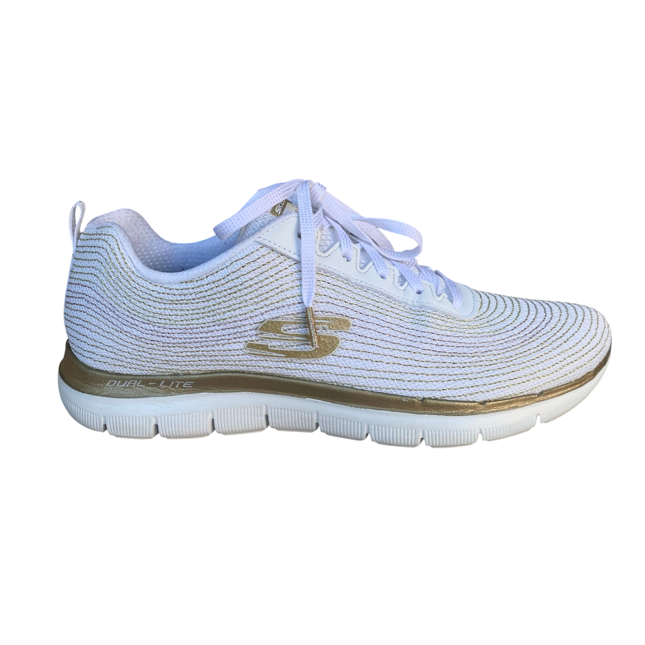 Skechers scarpa da ginnastica da donna Flex Appeal 2.0 Metal Madness 12764 WGD bianco-oro