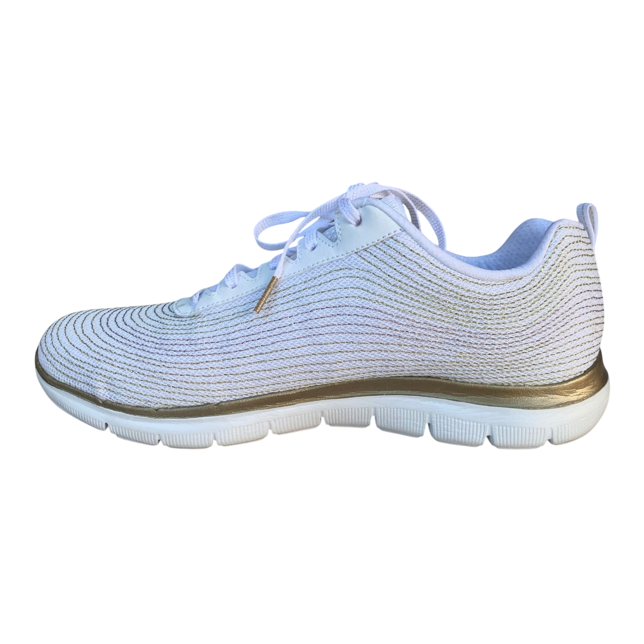 Skechers scarpa da ginnastica da donna Flex Appeal 2.0 Metal Madness 12764 WGD bianco-oro