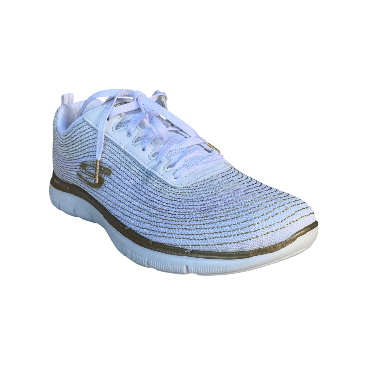 Skechers scarpa da ginnastica da donna Flex Appeal 2.0 Metal Madness 12764 WGD bianco-oro