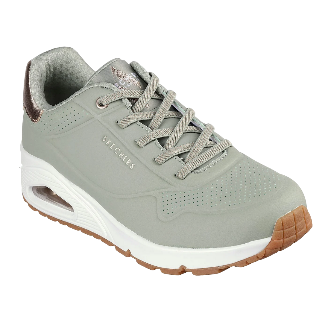 Skechers scarpa sneakers da donna Uno Shimmer Away 155196/SAGE salvia