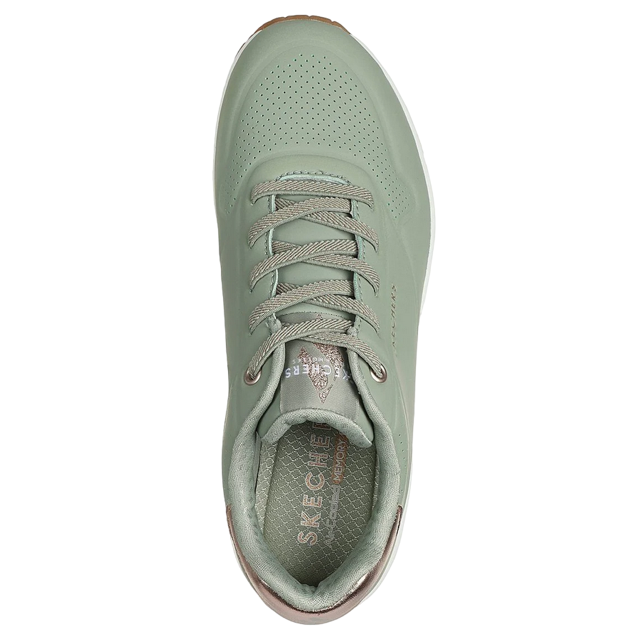 Skechers scarpa sneakers da donna Uno Shimmer Away 155196/SAGE salvia