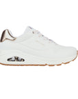 Skechers scarpa sneakers da donna Uno Shimmer Away 155196/WHT bianco