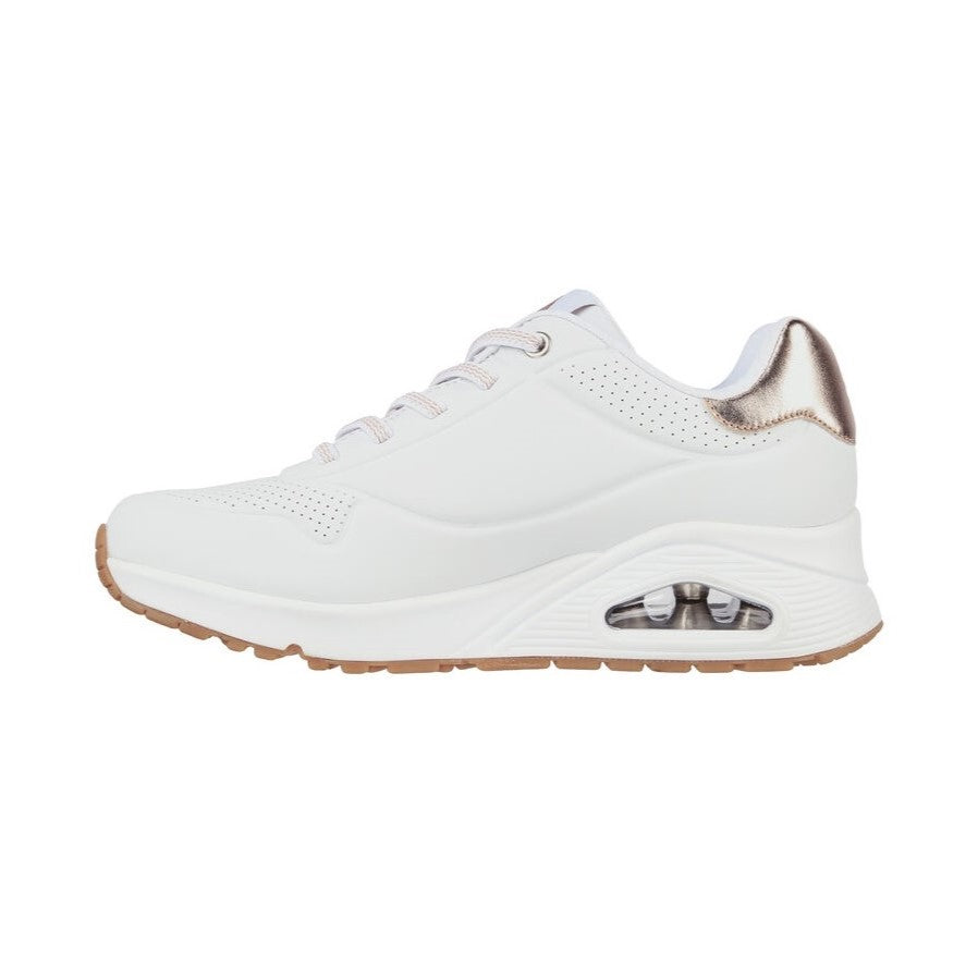 Skechers scarpa sneakers da donna Uno Shimmer Away 155196/WHT bianco