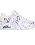 Skechers scarpa sneakers da donna Uno Spread the Love 155507/WLPR bianco porpora chiaro