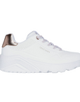 Skechers scarpa sneakers da ragazza Uno Lite Metallic Mode 310384L/WHT bianco