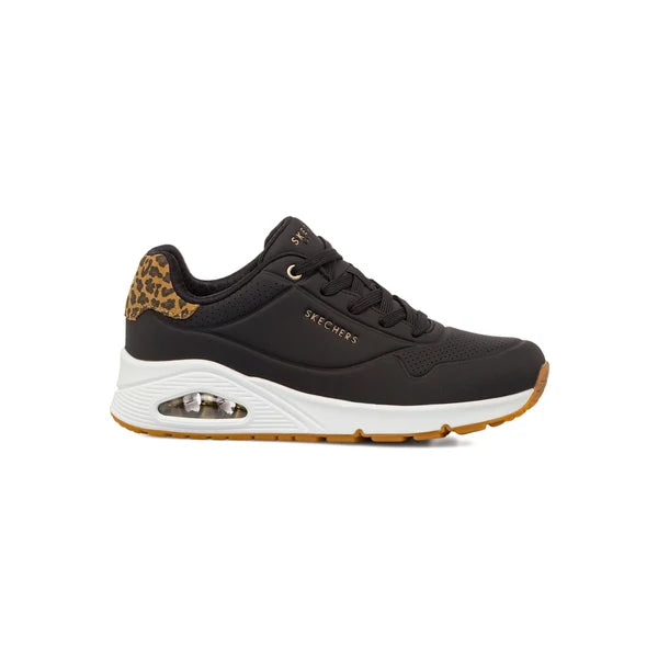 Skechers scarpa sneakers da donna Uno Jungke Nite 177093/BKLD nero-leopaardo