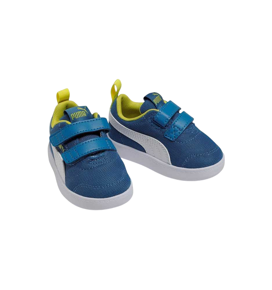 Dettaglio tomaia in nylon mesh traspirante sneakers Puma Courtflex v2 bambini zaffiro stellato