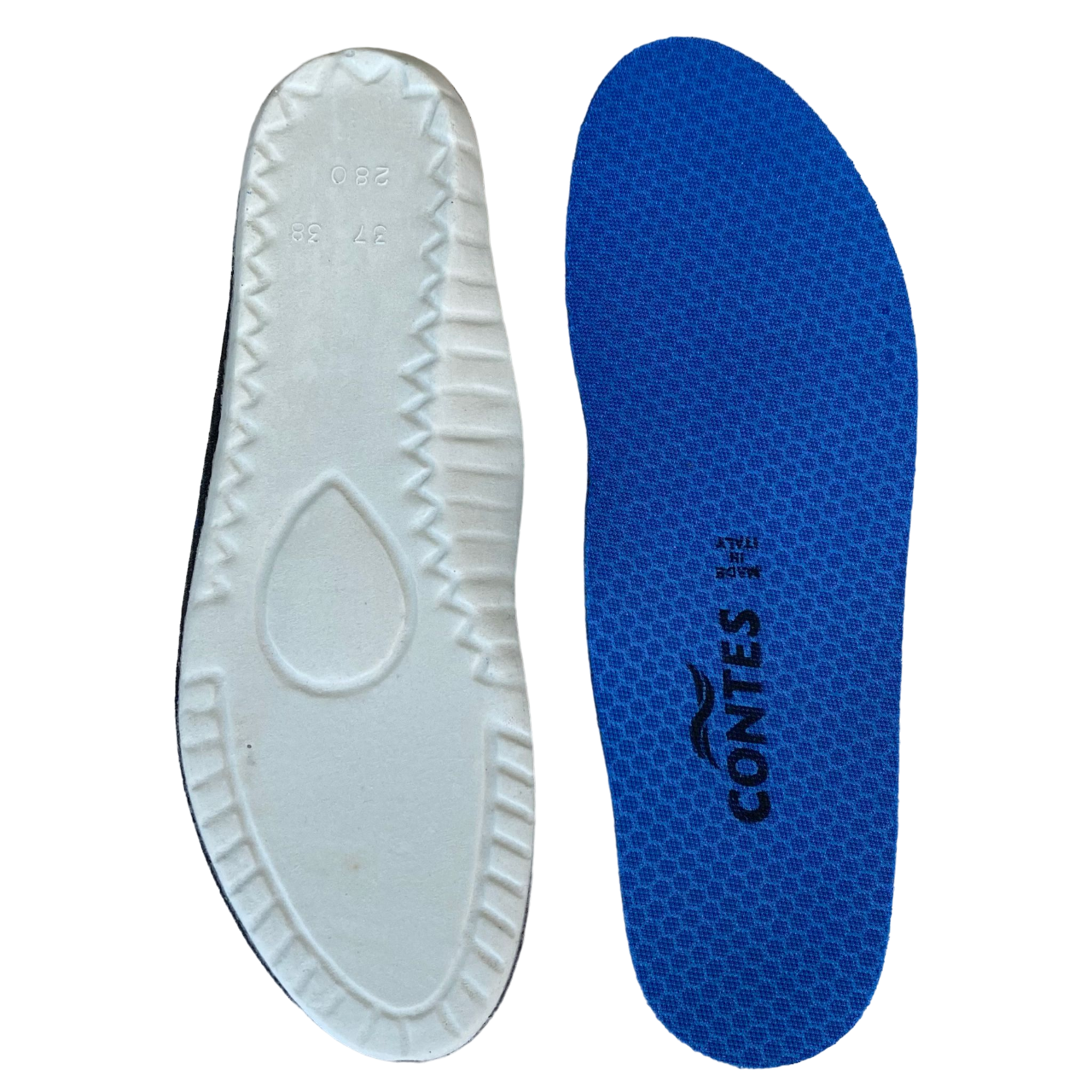 Soletta ortopedica Contes 104/A in schiuma di lattice blu con rivestimento tecnico ultra soft traspirante