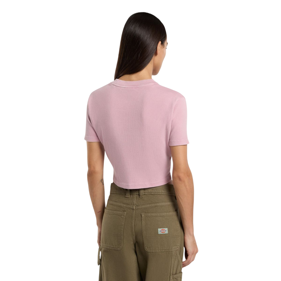 Sportiamo_Dickies maglietta manica corta da donna a coste Plentywood DK0A866FK391 rosa1