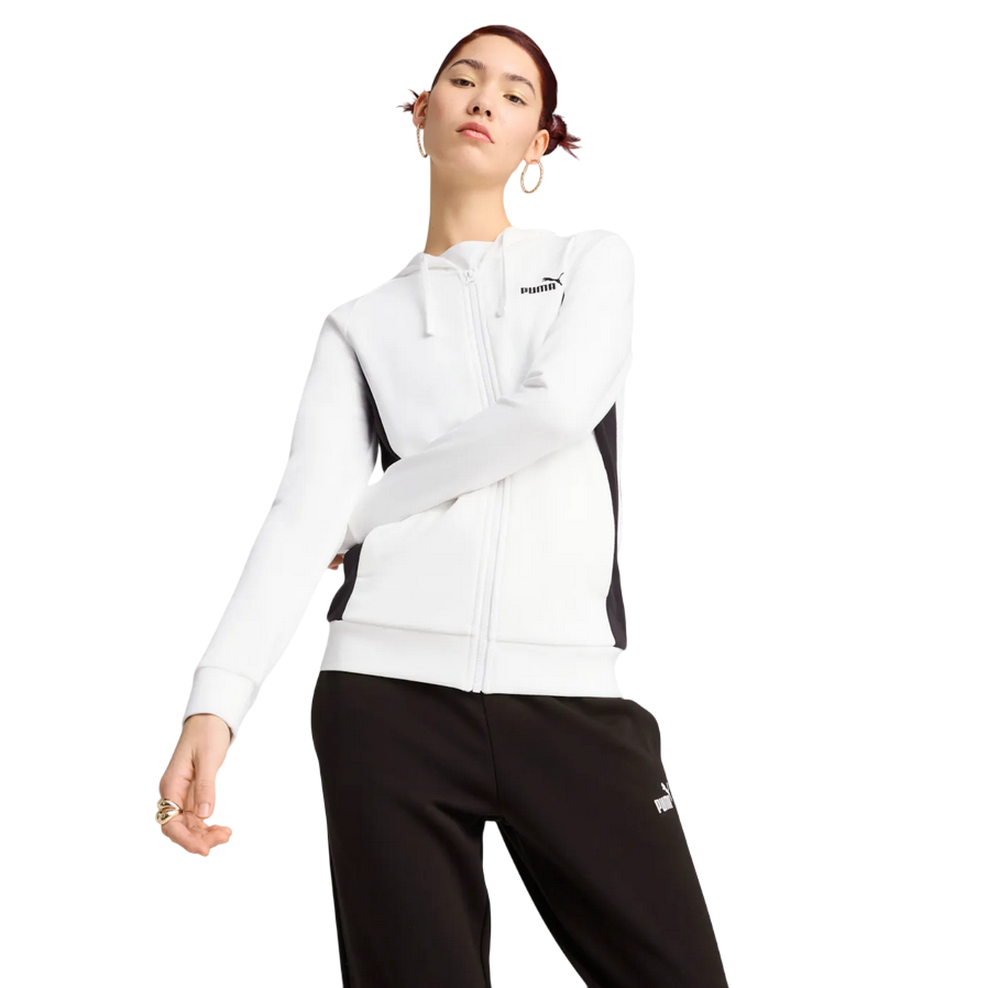 Sportiamo_Puma tuta sportiva da donna con cappuccio 685077-02 bianco-nero