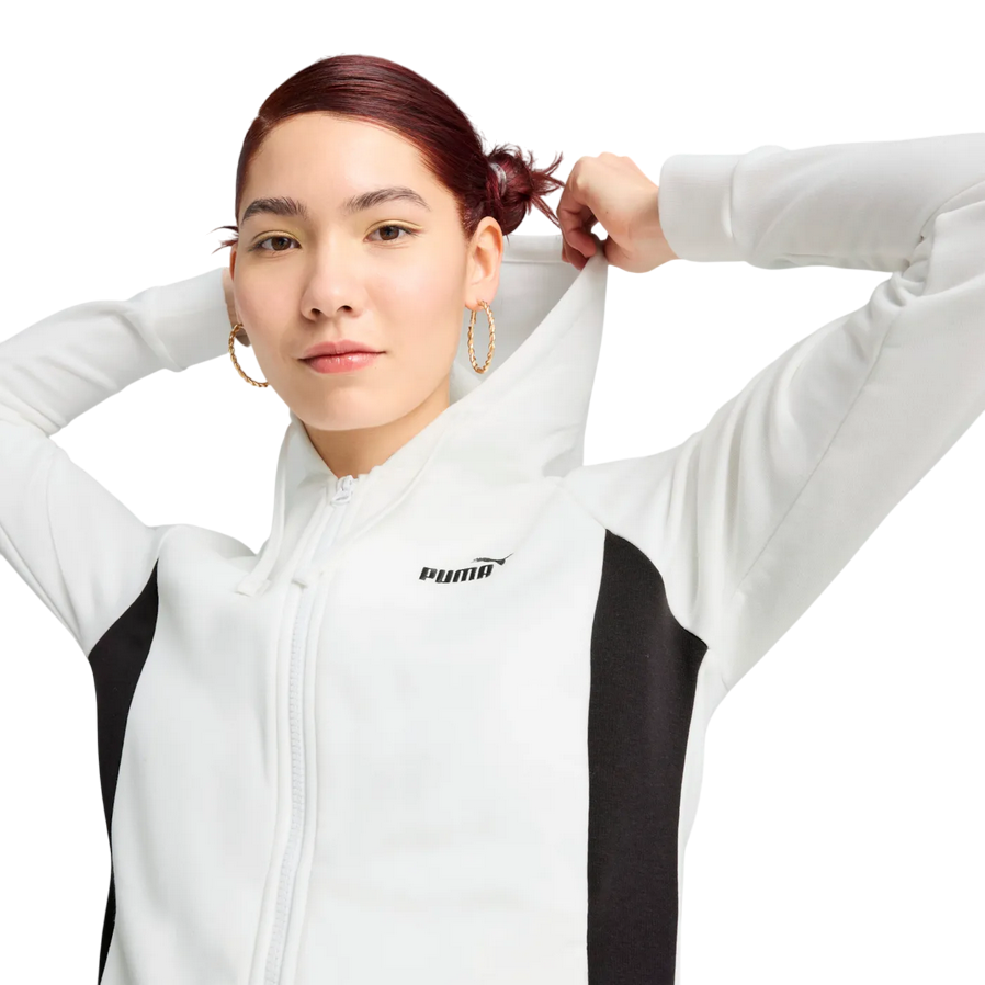 Sportiamo_Puma tuta sportiva da donna con cappuccio 685077-02 bianco-nero1