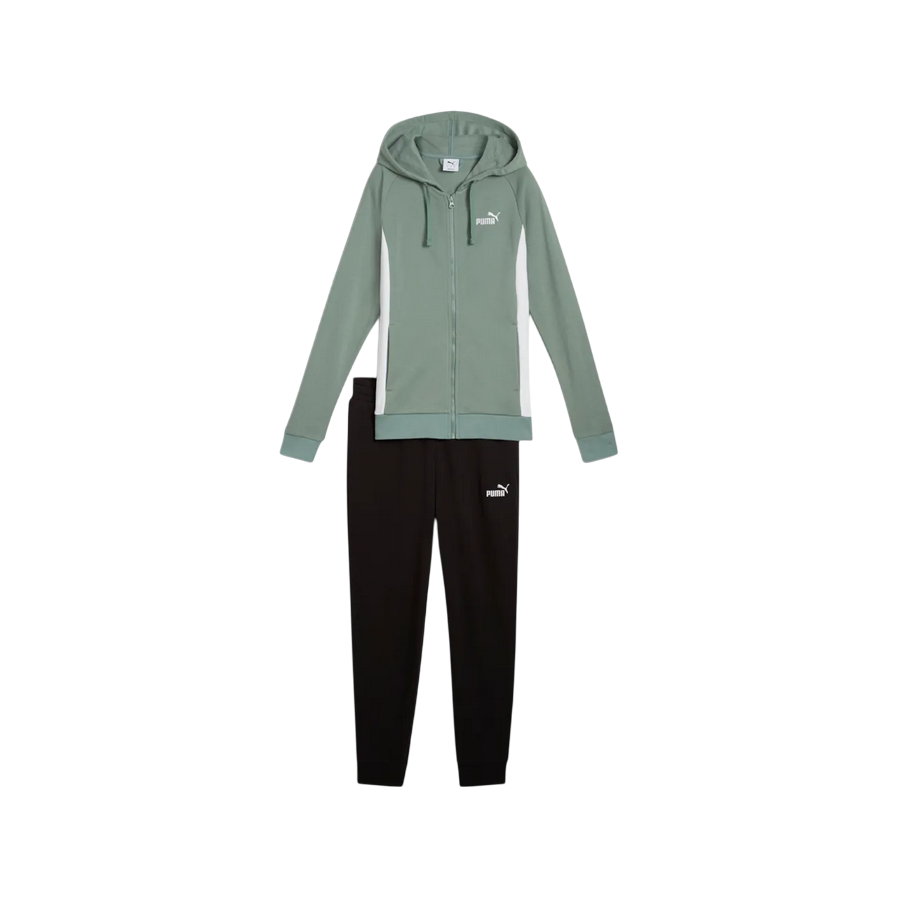 Sportiamo_Puma tuta sportiva da donna con cappuccio 685077-30 salvia nero