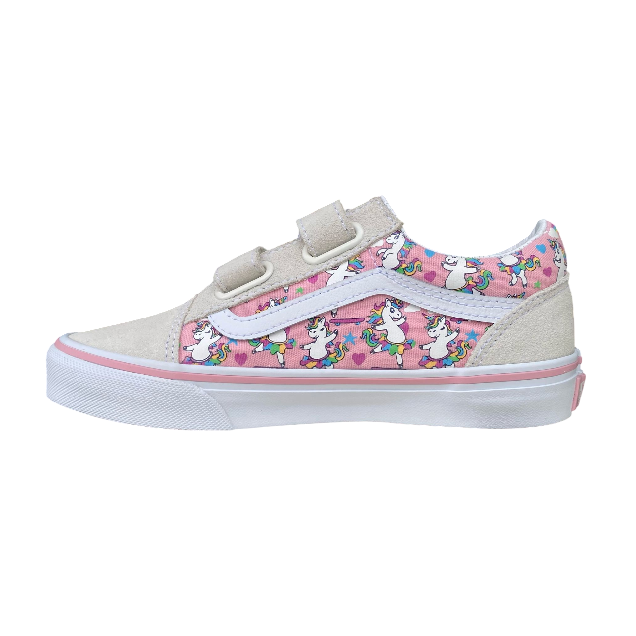 Sportiamo_Vans scarpa sneakers da ragazza con velcro Old Skool V Ballet Skaticorn Marshmal VN000CYDCY71 bianco-rosa1