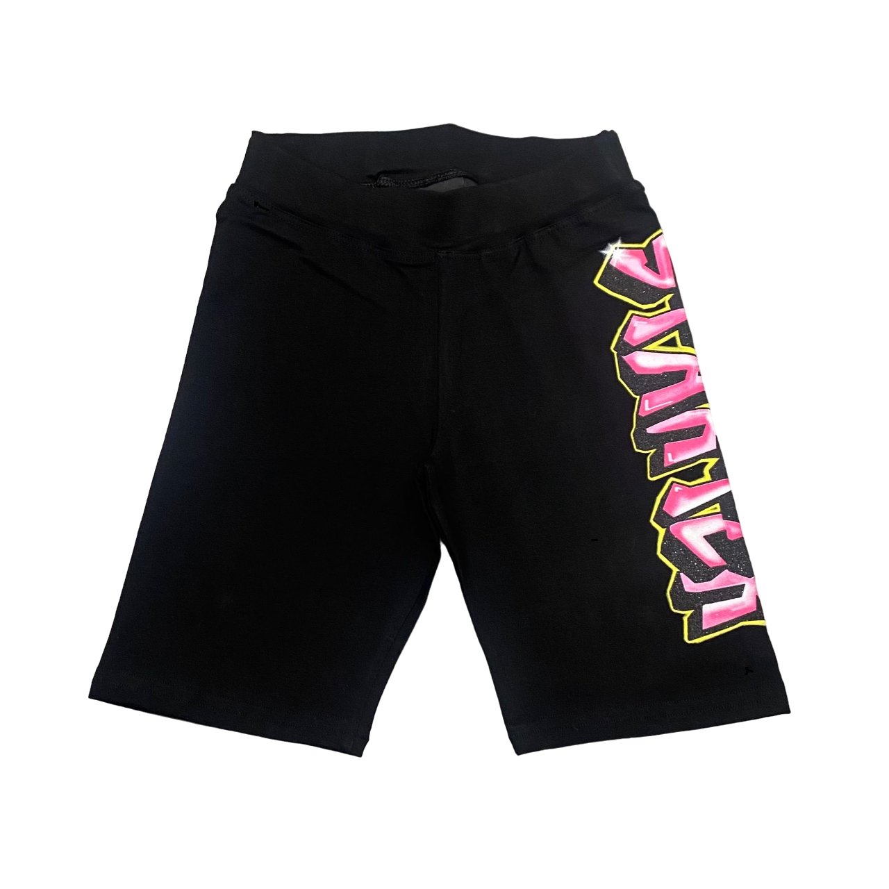 Starter pantalone sportivo ciclista da ragazza con stampa laterale nero