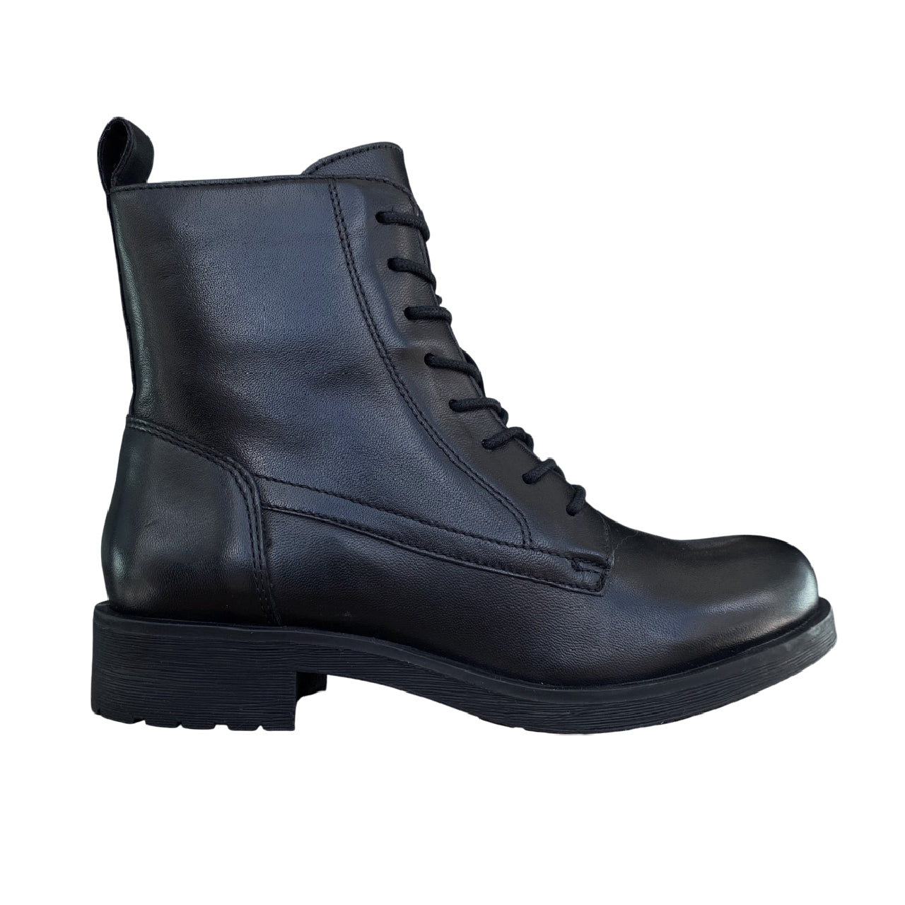 Stivale Geox Donna Rawelle nero in pelle con tecnologia traspirante brevettata, design elegante e chiusura con lacci