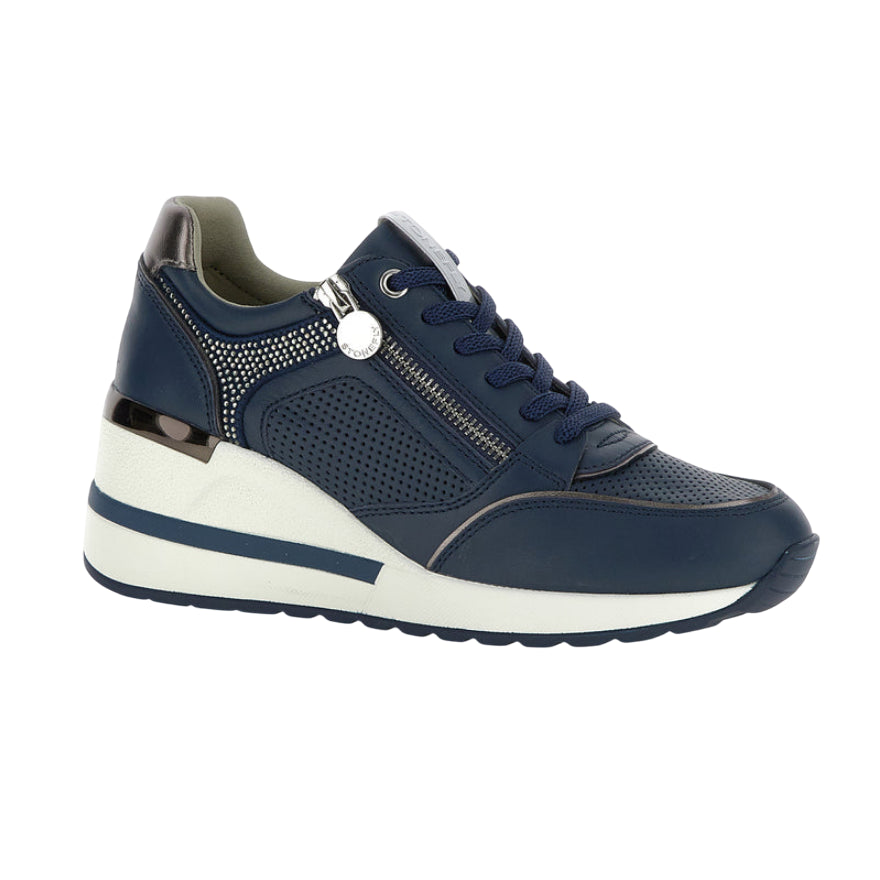 Stonefly scarpa sneakers da donna Mina nappa 222494 144 blu - Profilo 3/4