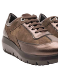 Stonefly scarpa sneakers casual da donna Plume 21 Laminata in pelle 219894 410 felce marrone