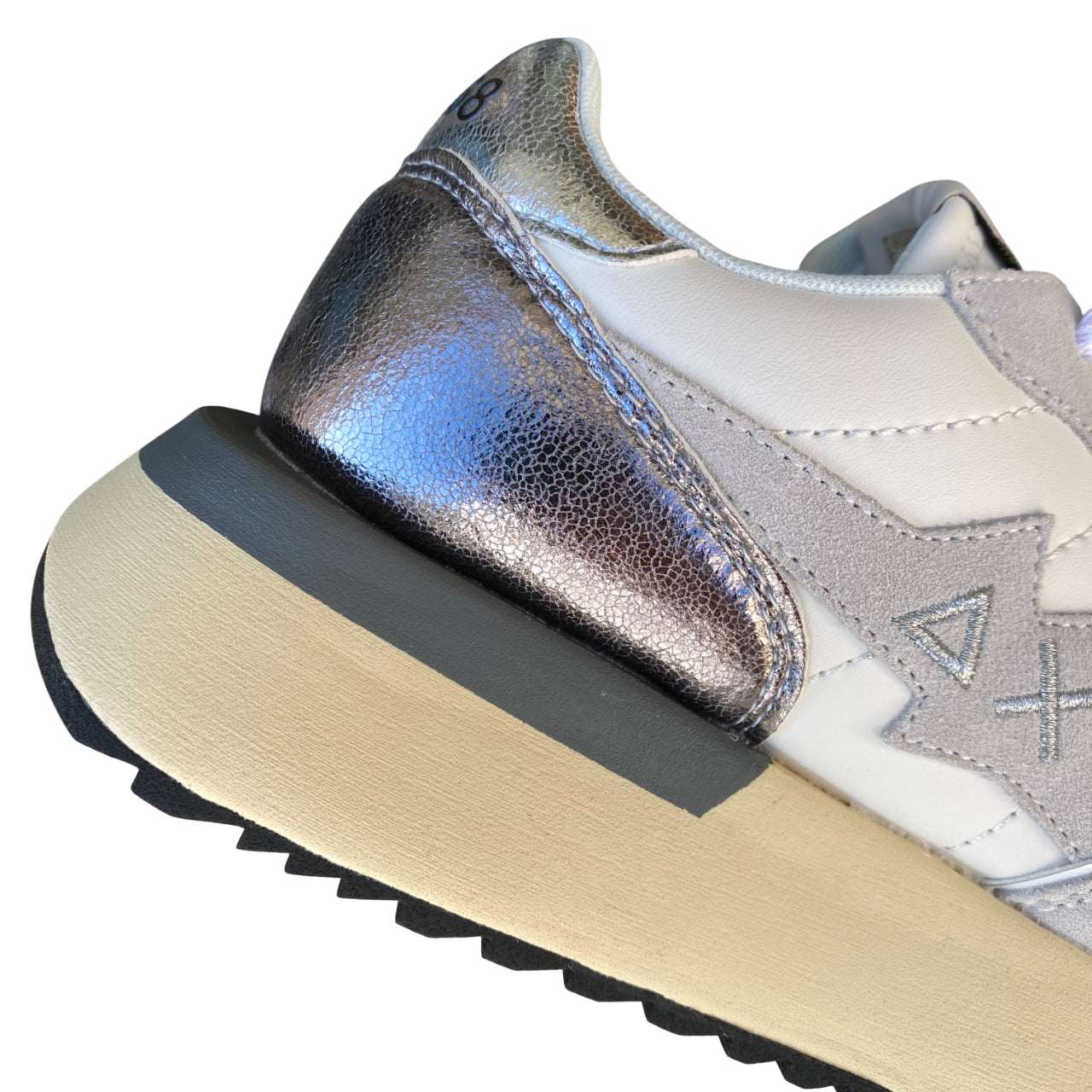 Sun68 Big Stargirl – Sneaker Donna in Similpelle e Suede Z45222 01 Bianco | Stile Running, Dettagli Laminati, Comfort Metropolitano - dettaglio